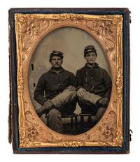[CIVIL WAR]. 3 tintypes of Union soldiers who appear to have "seen the elephant."