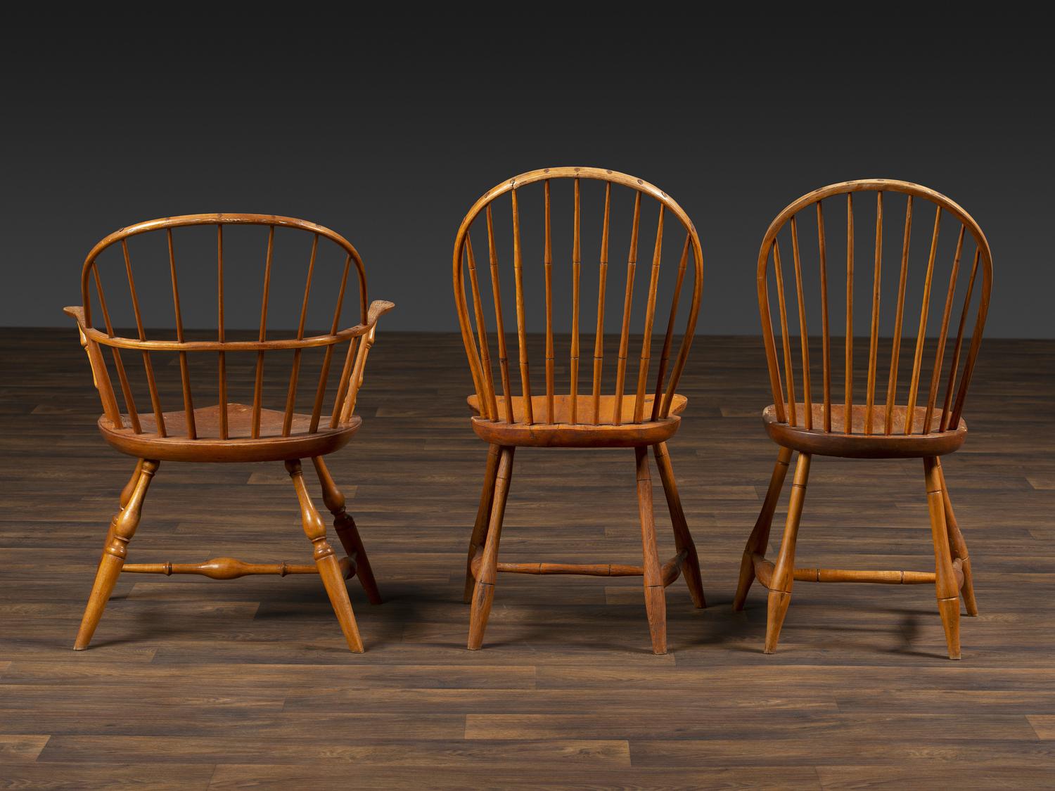 Eleven Primitive Windsor Chairs