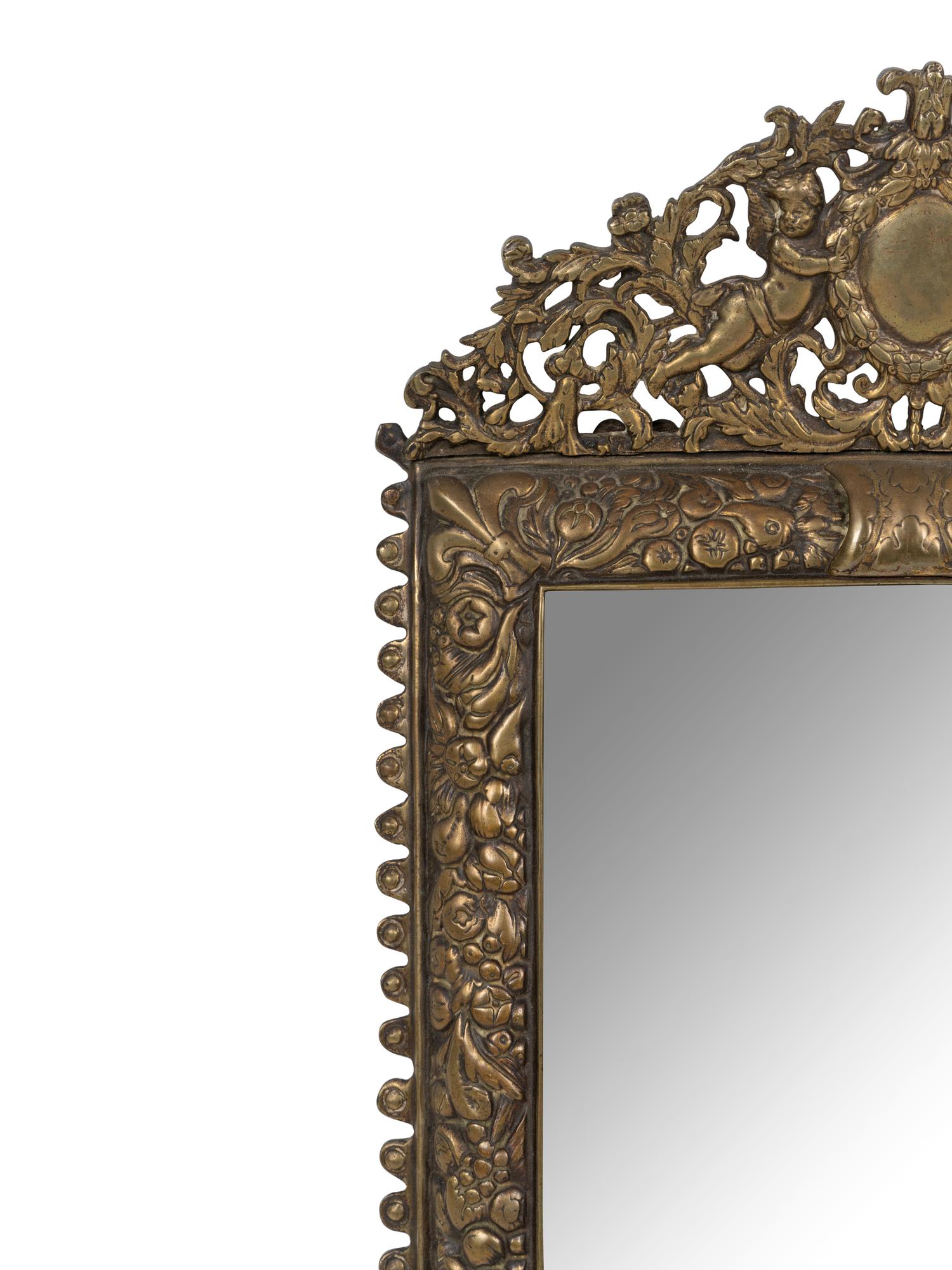 A Pair of Neoclassical Bronze Three-Light Girandole Mirrors