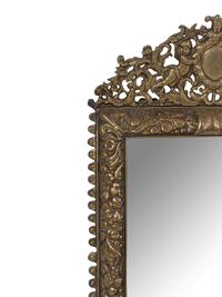 A Pair of Neoclassical Bronze Three-Light Girandole Mirrors
