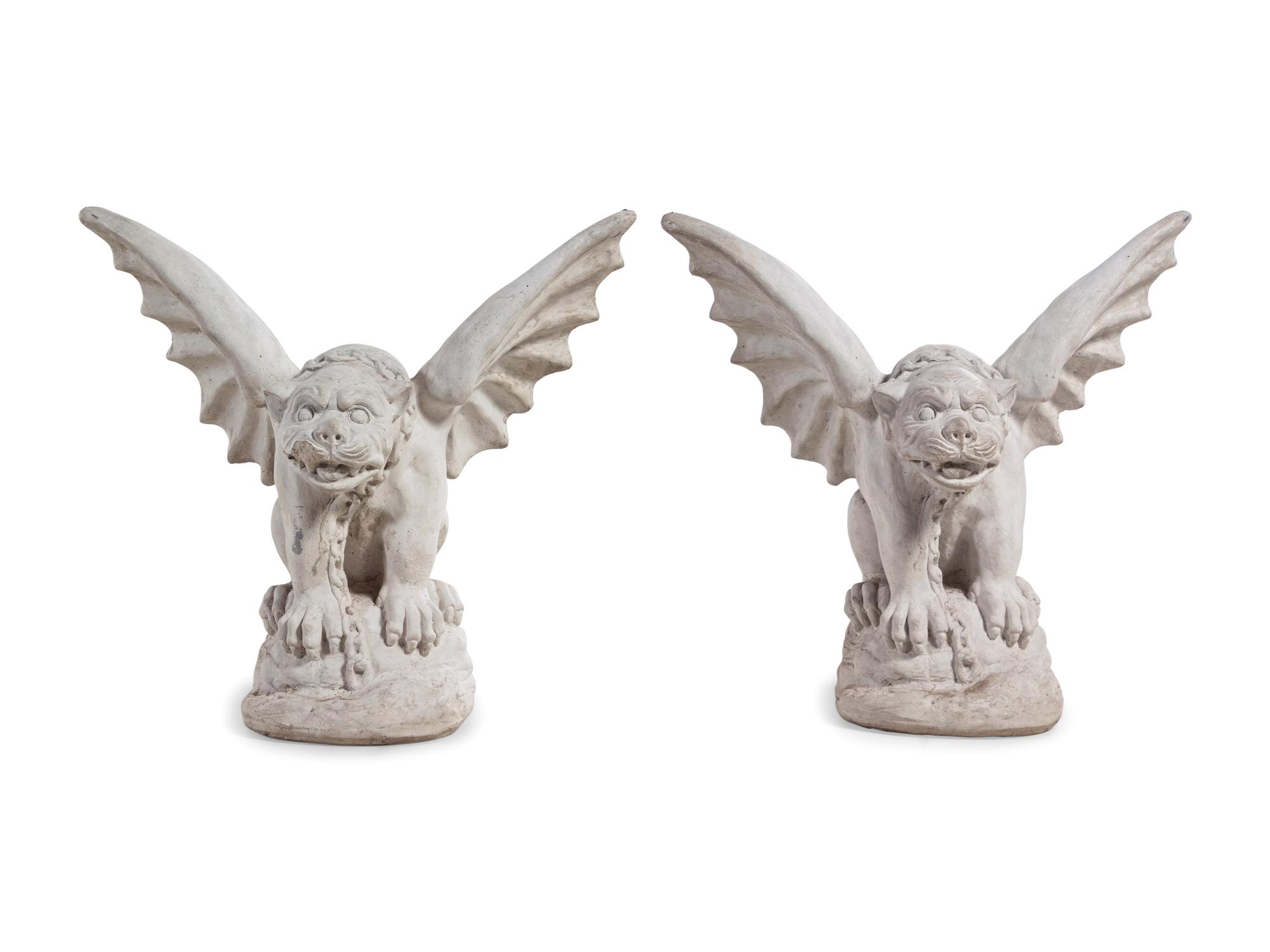 A Pair of Cast Stone Gargoyles