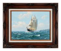 Charles Vickery (American, 1913–1998) — Ship Sailing off the Coast