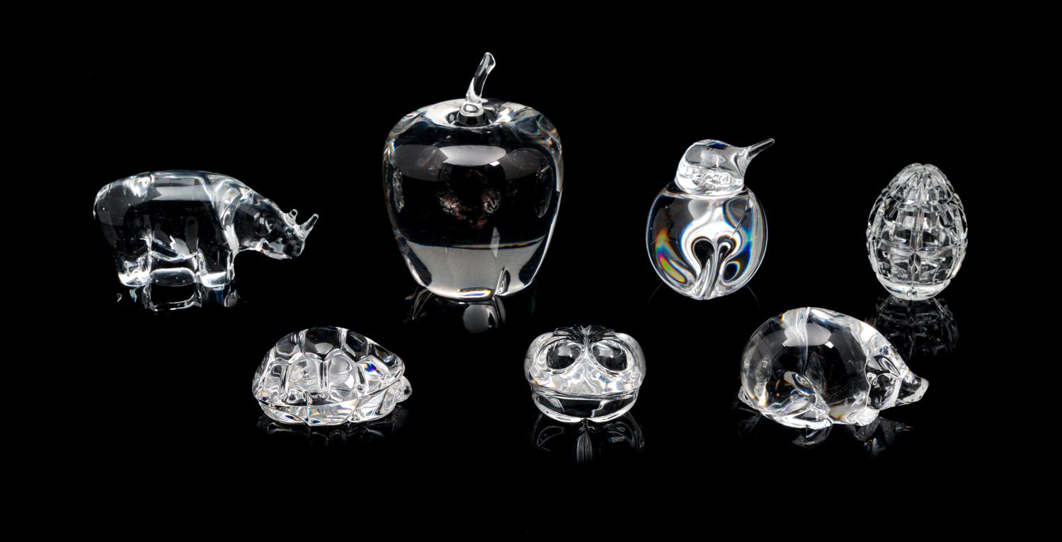 A Group of Seven Small Ornaments Height of tallest 4 1/2 inches.