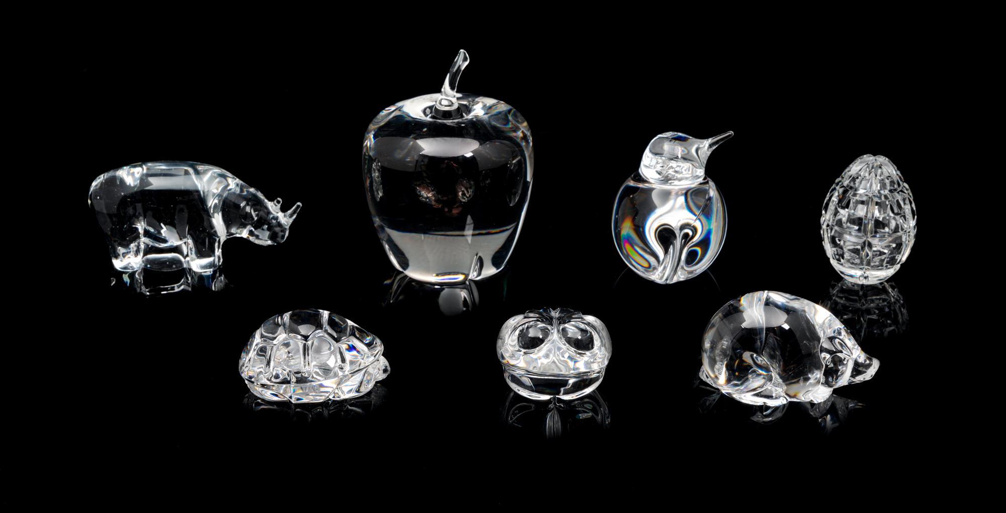 A Group of Seven Small Ornaments Height of tallest 4 1/2 inches.