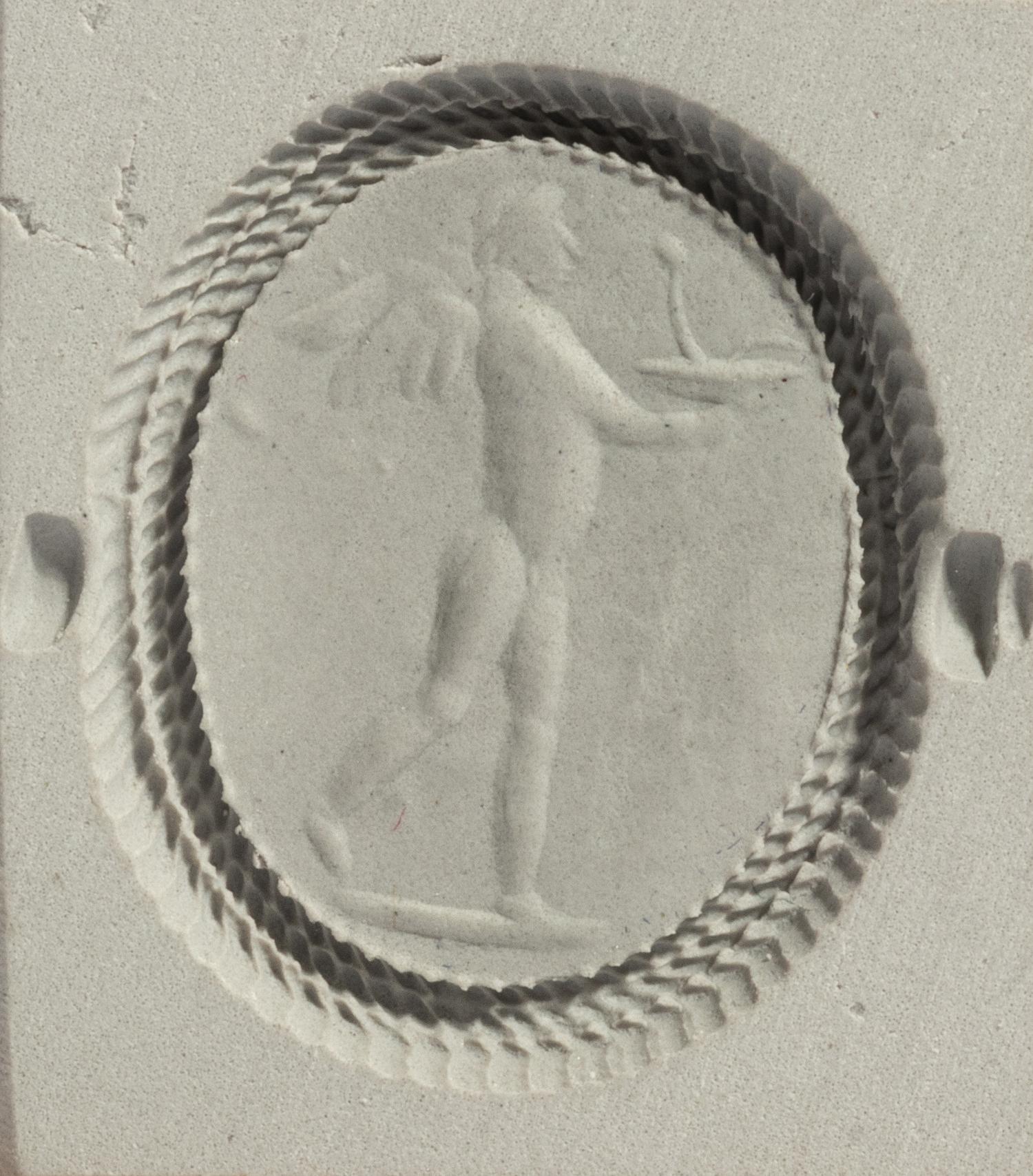 Two Roman Agate Ring Stones with the Demigod Achilles Before the Ashes of Patroclus and the God Eros — Set in a gold swivel ring
