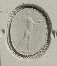 Two Roman Agate Ring Stones with the Demigod Achilles Before the Ashes of Patroclus and the God Eros — Set in a gold swivel ring