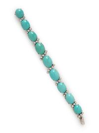TREATED TURQUOISE AND DIAMOND BRACELET