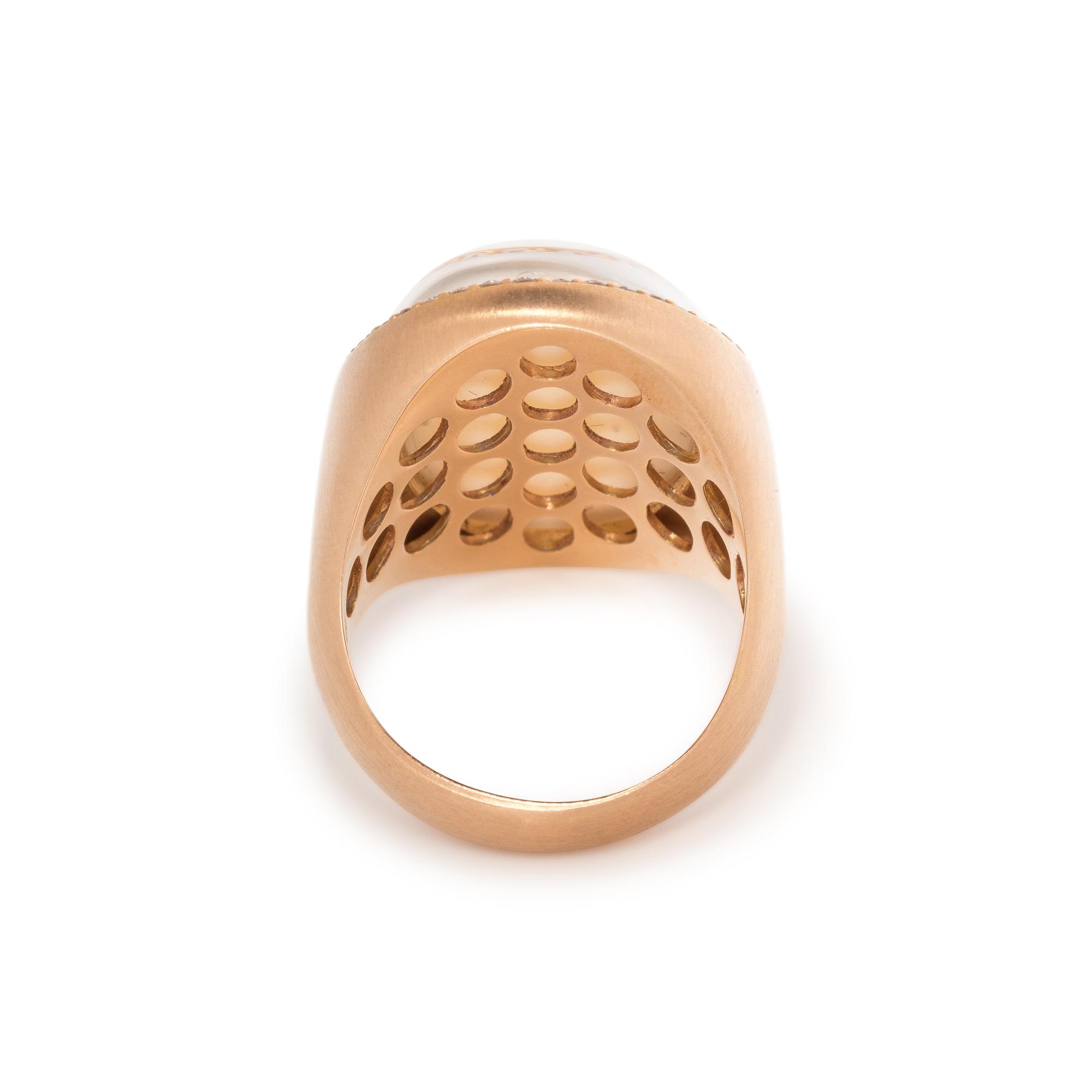 ROBERTO COIN, MOONSTONE AND DIAMOND RING