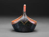 A Scandinavian Carved and Painted Wood Ale Bowl