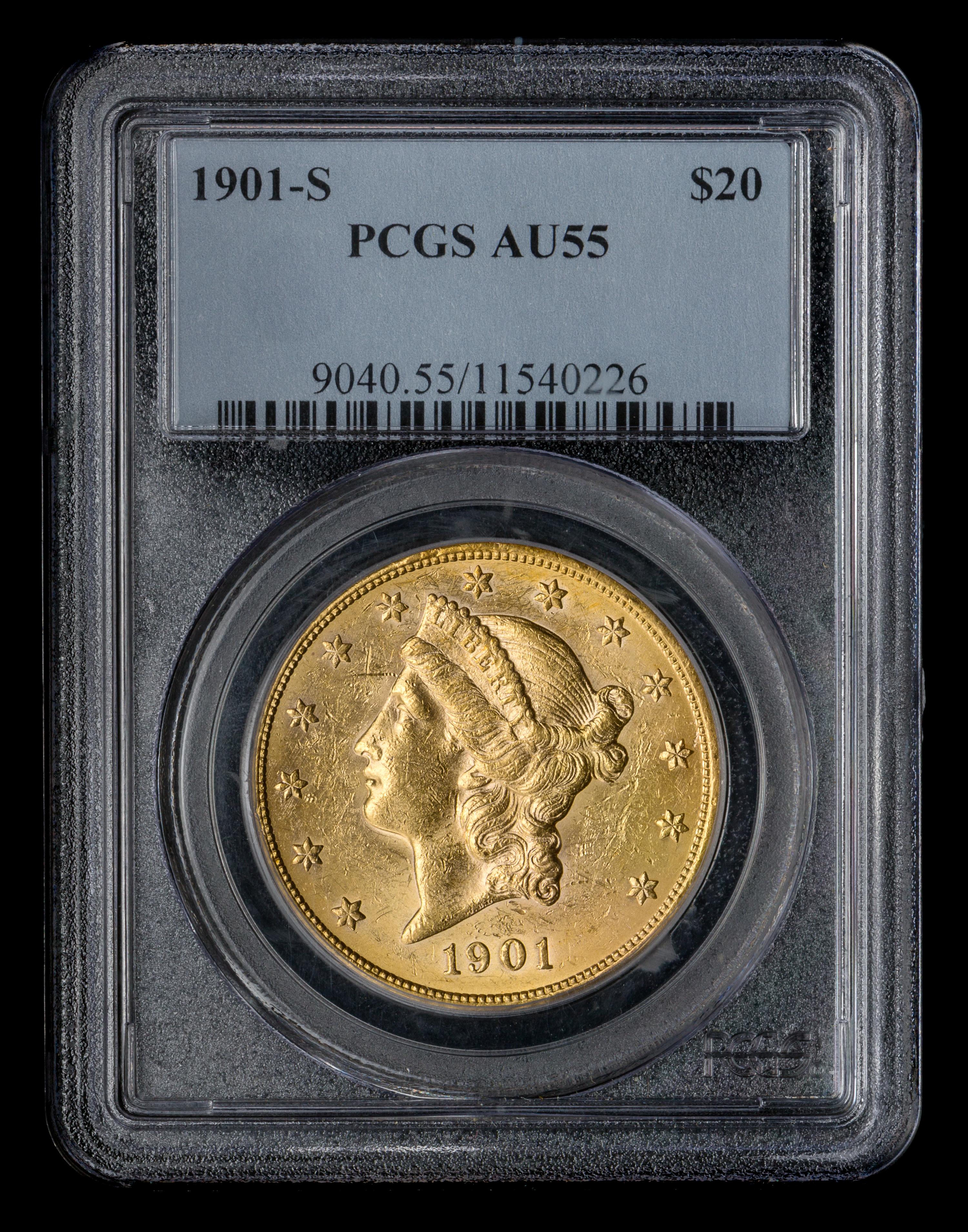 A United States 1901-S Liberty Head $20 Gold Coin