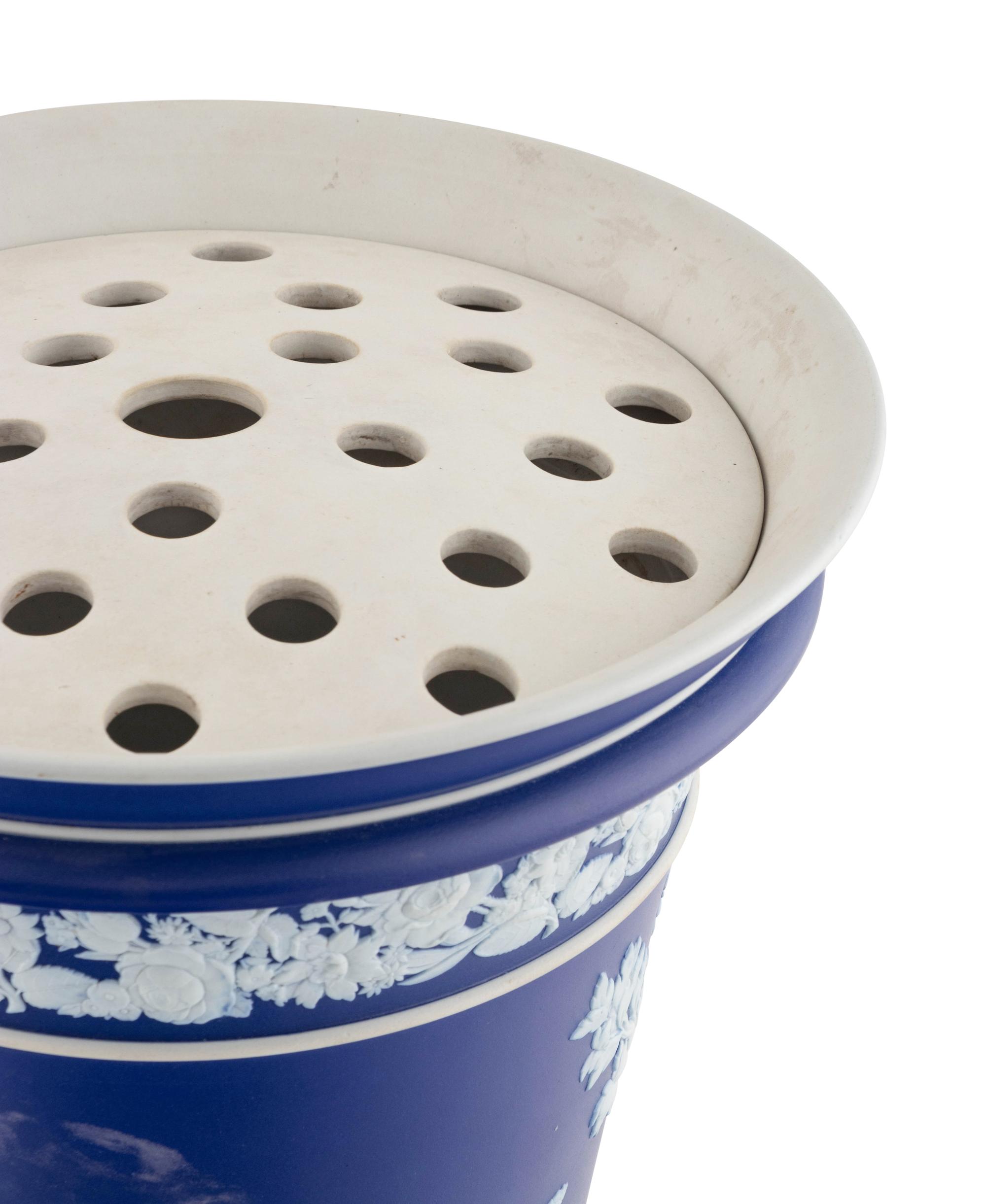 A Large Wedgwood Jasperware Vase and Flower Frog