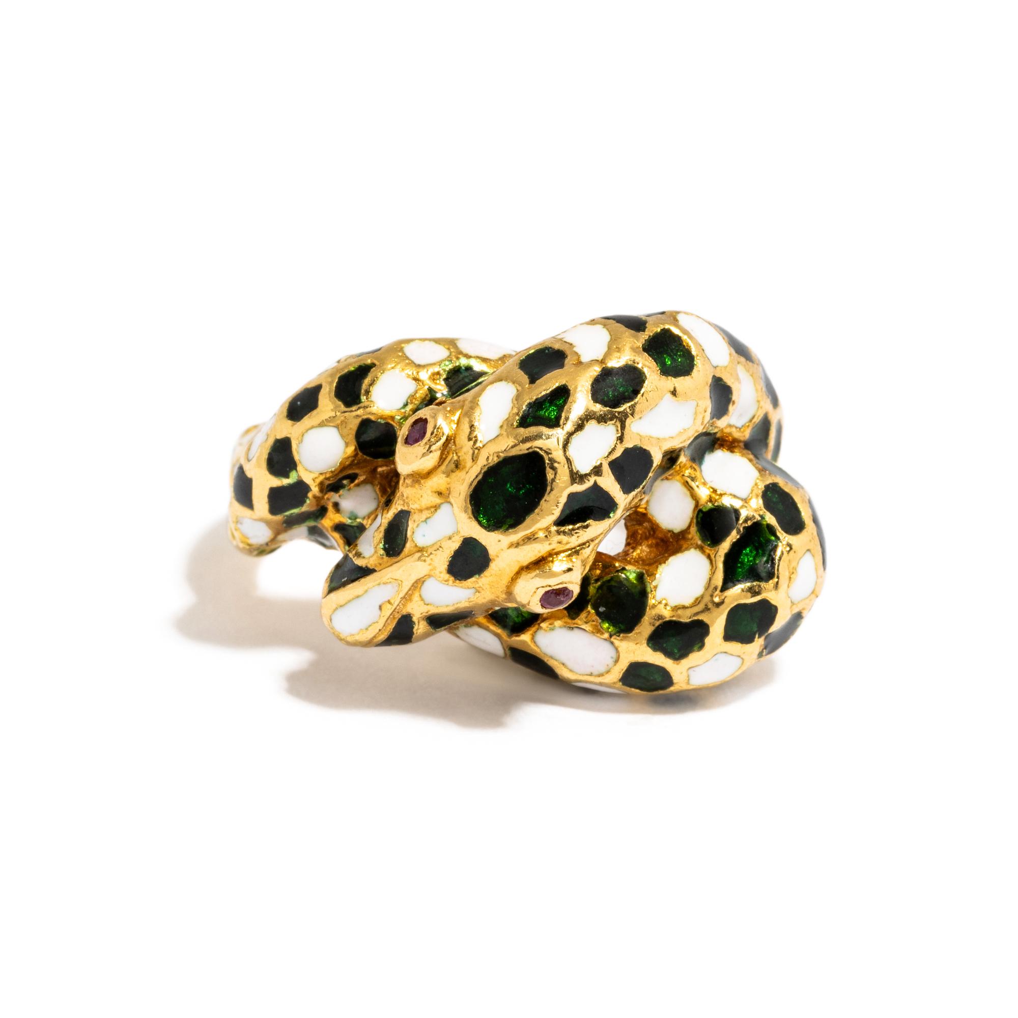 YELLOW GOLD AND ENAMEL SNAKE RING