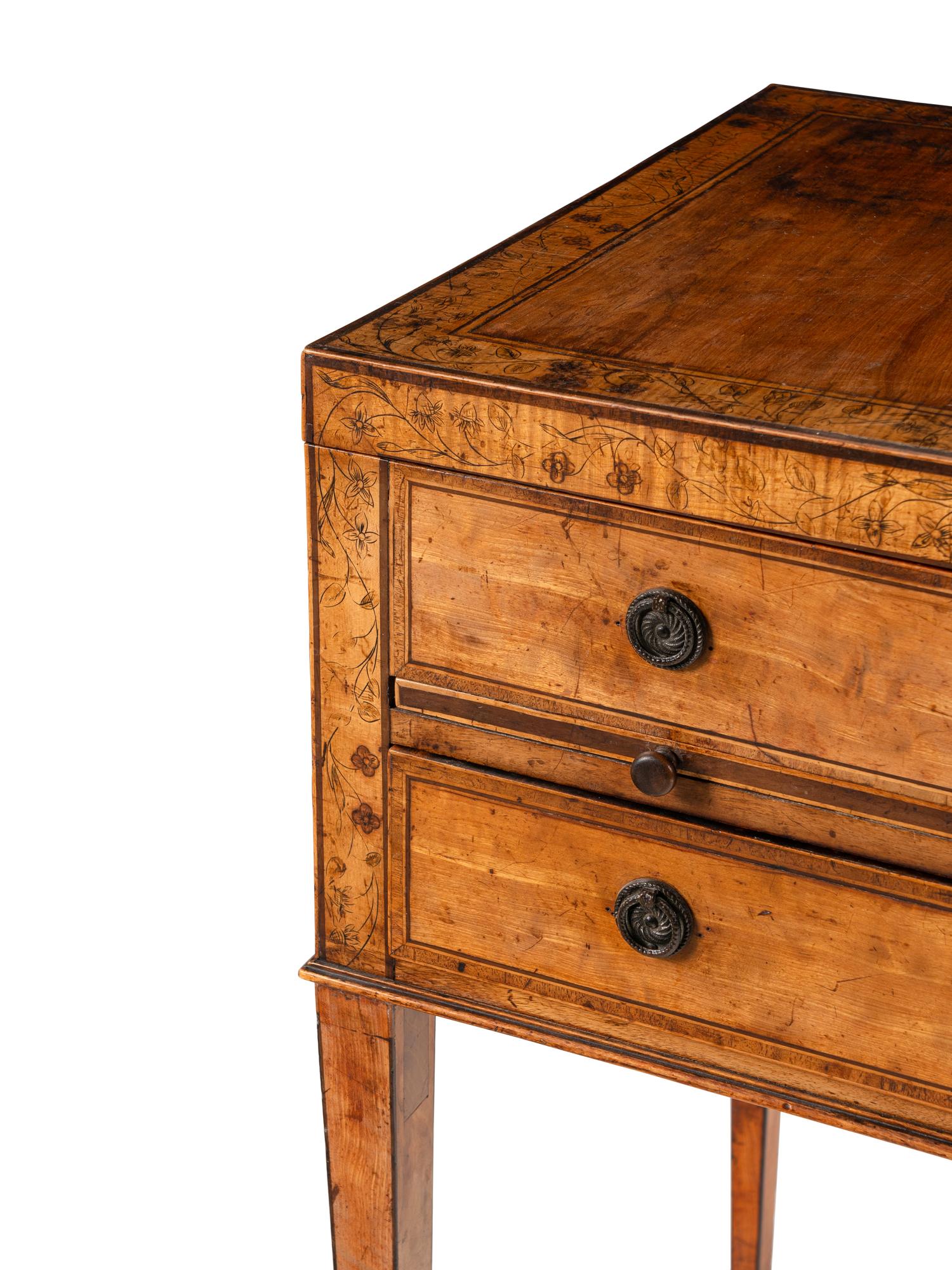 A George III Satinwood and Penwork Dressing Table