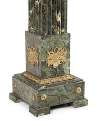 A Pair of Louis XVI Style Gilt Bronze Mounted Marble Pedestals