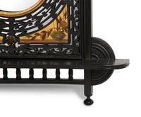 A Pair of Victorian Aesthetic Movement Ebonized, Painted and Parcel Gilt Mirrored Wall Brackets