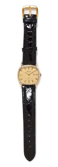 A 14 Karat Yellow Gold and Diamond Wristwatch, Geneva,