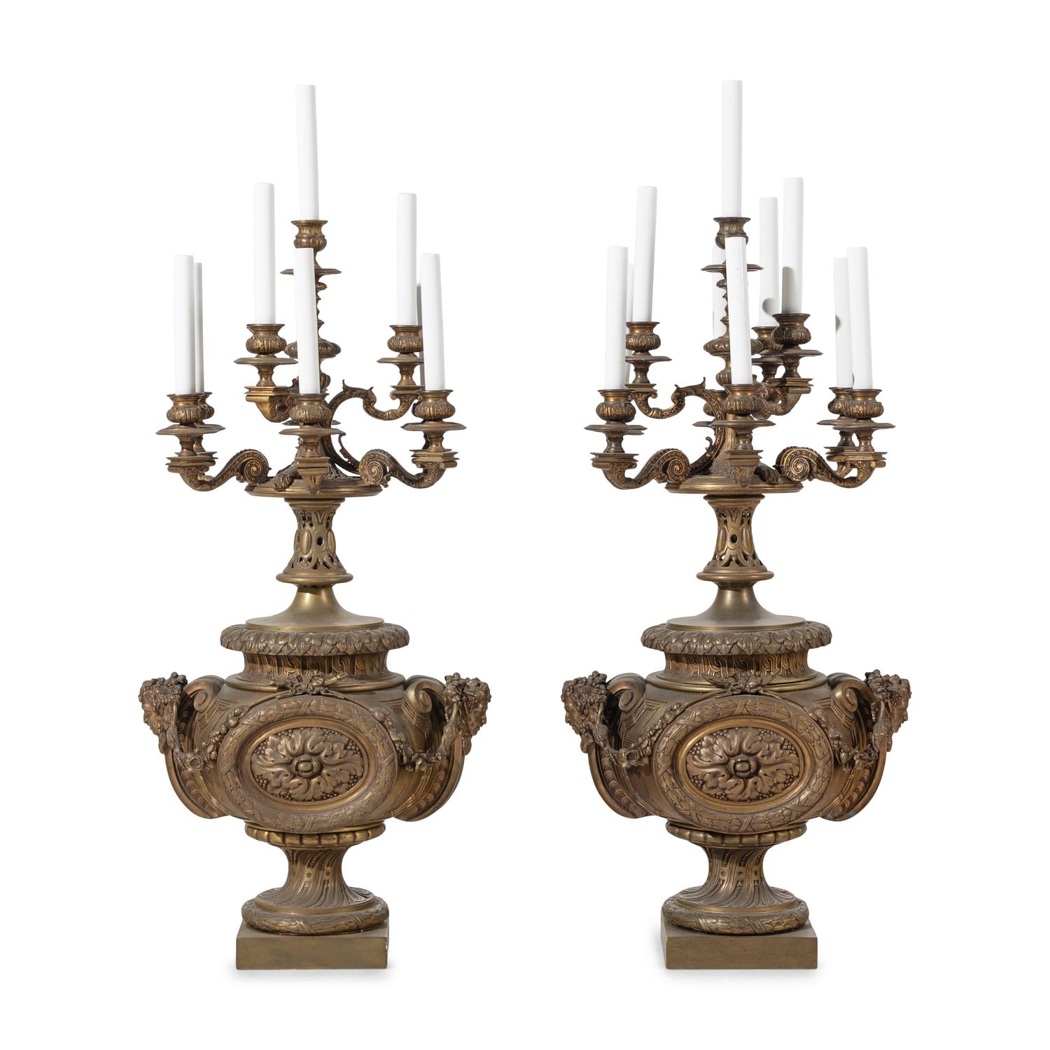 A Pair of French Gilt Bronze Ten-Light Candelabra
