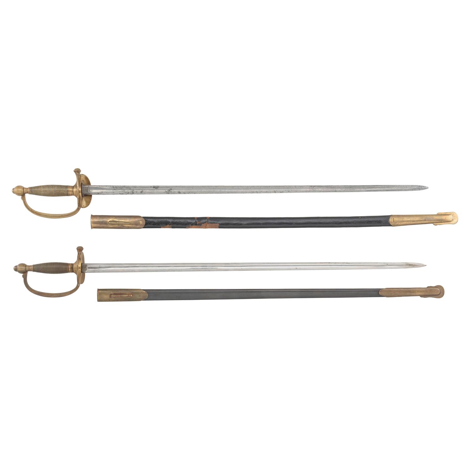 Two US Model 1840 NCO Swords with Scabbards