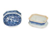 A Group of Canton Blue and White Porcelain Table Articles
