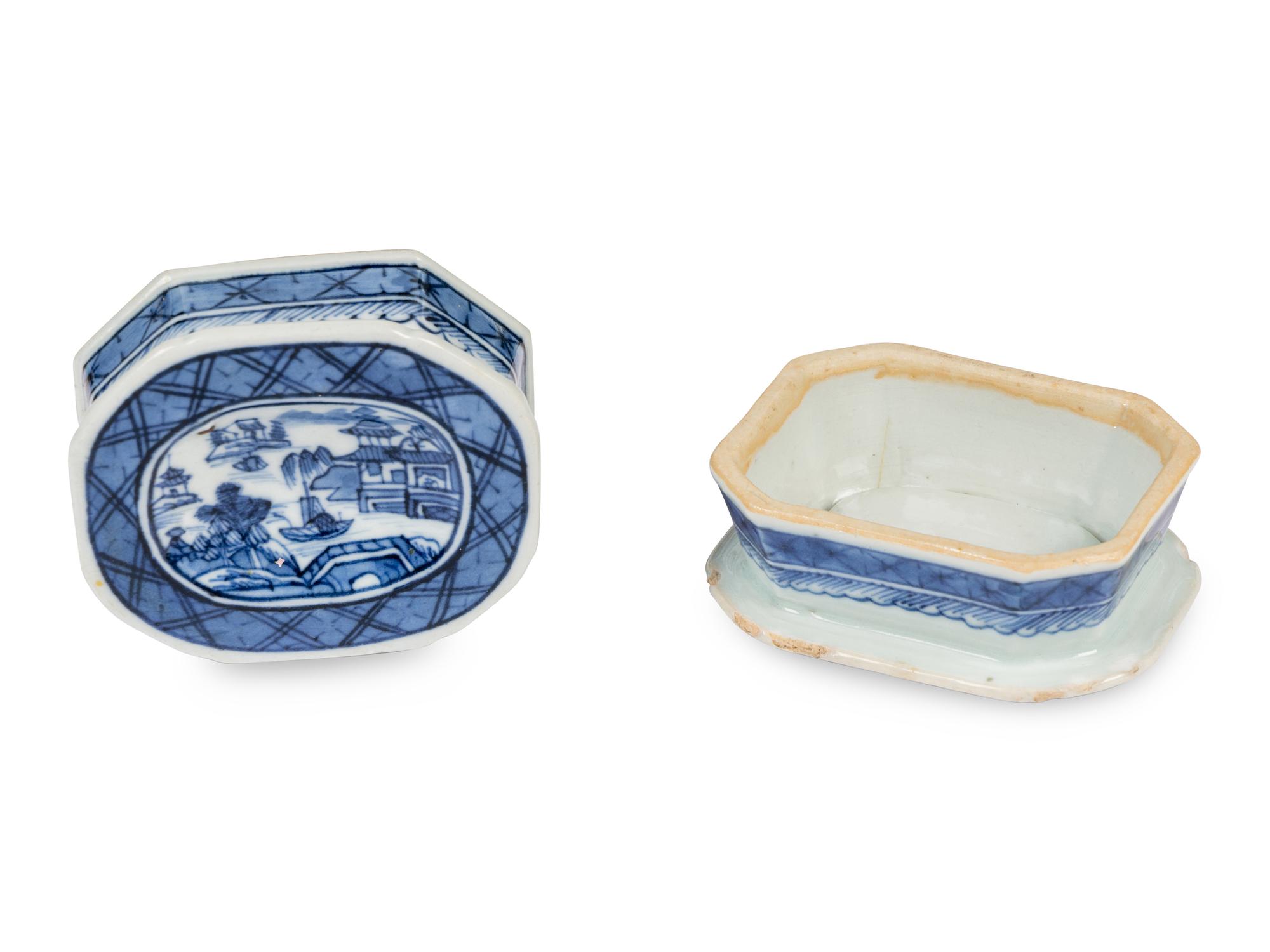 A Group of Canton Blue and White Porcelain Table Articles