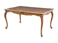 A Louis XV Style Giltwood Marble-Top Center Table