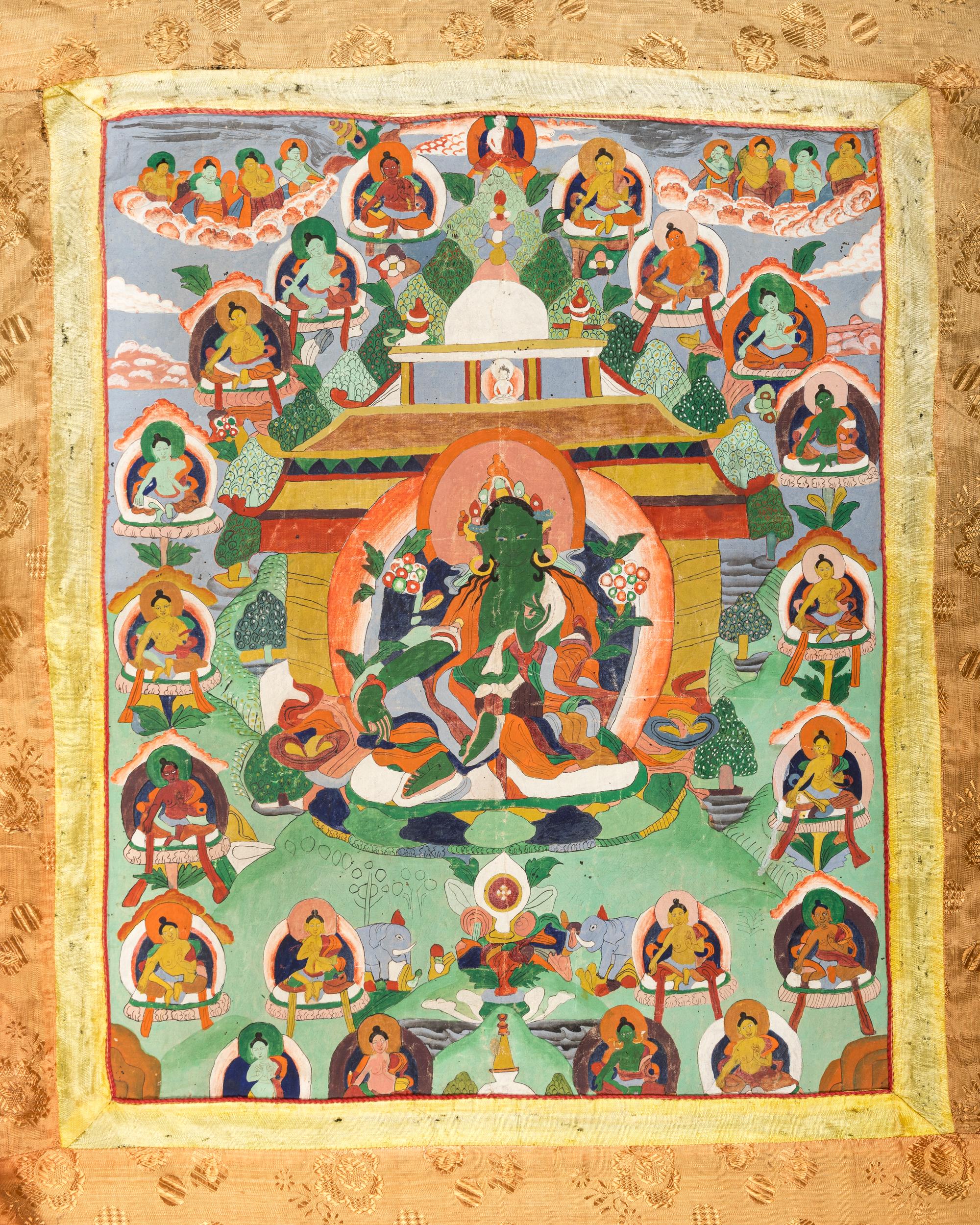 A Tibetan Thangka Depicting Green Tara