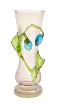 An Iridescent Glass Vase Height 8 1/4 inches.