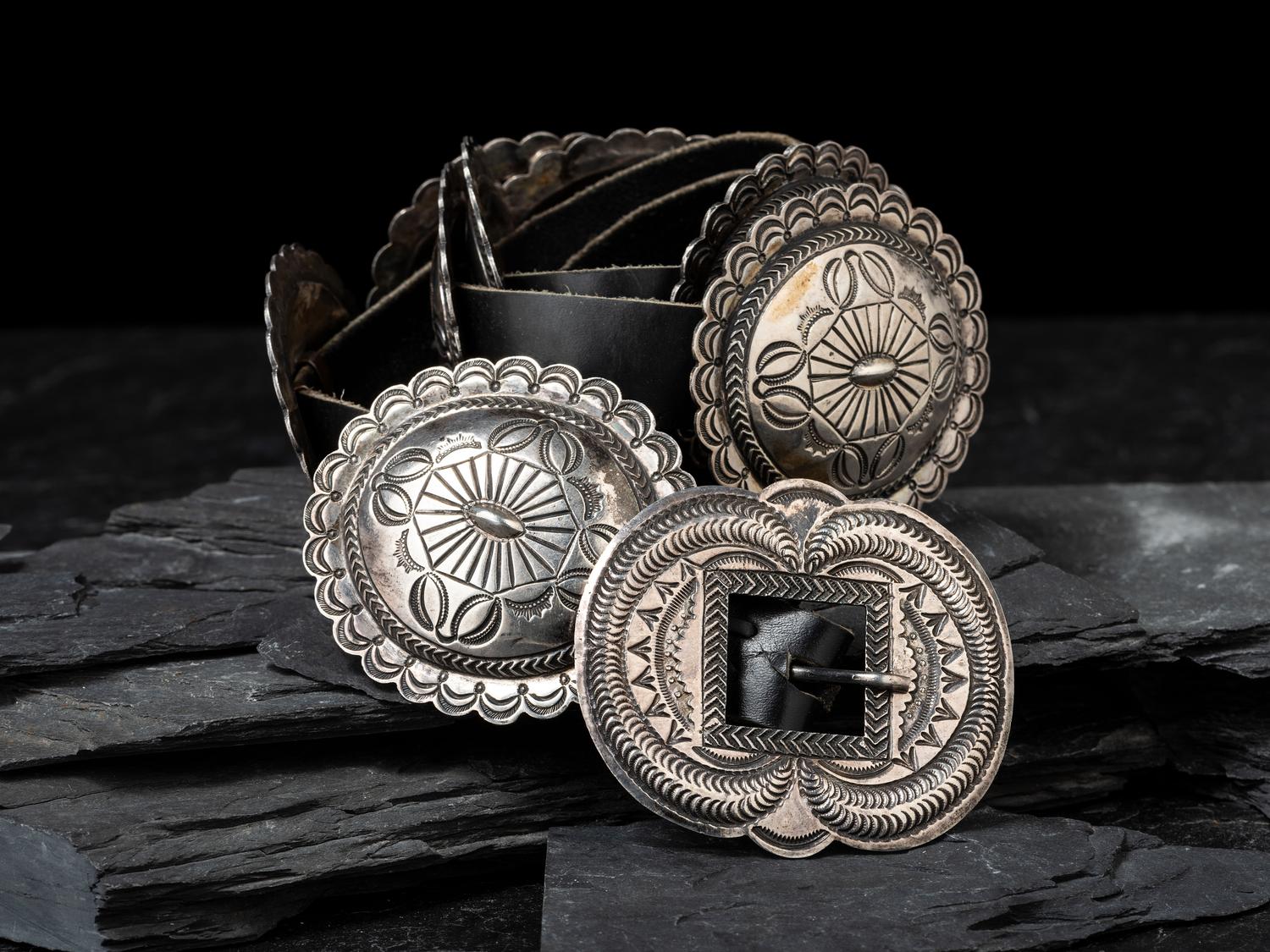 Heavily Stamped Sterling Silver Concha Belt