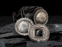 Heavily Stamped Sterling Silver Concha Belt