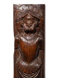 A Pair of Continental Carved Figural Pilasters