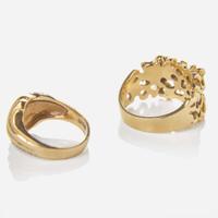 Two 14K Yellow Gold and Diamond Rings