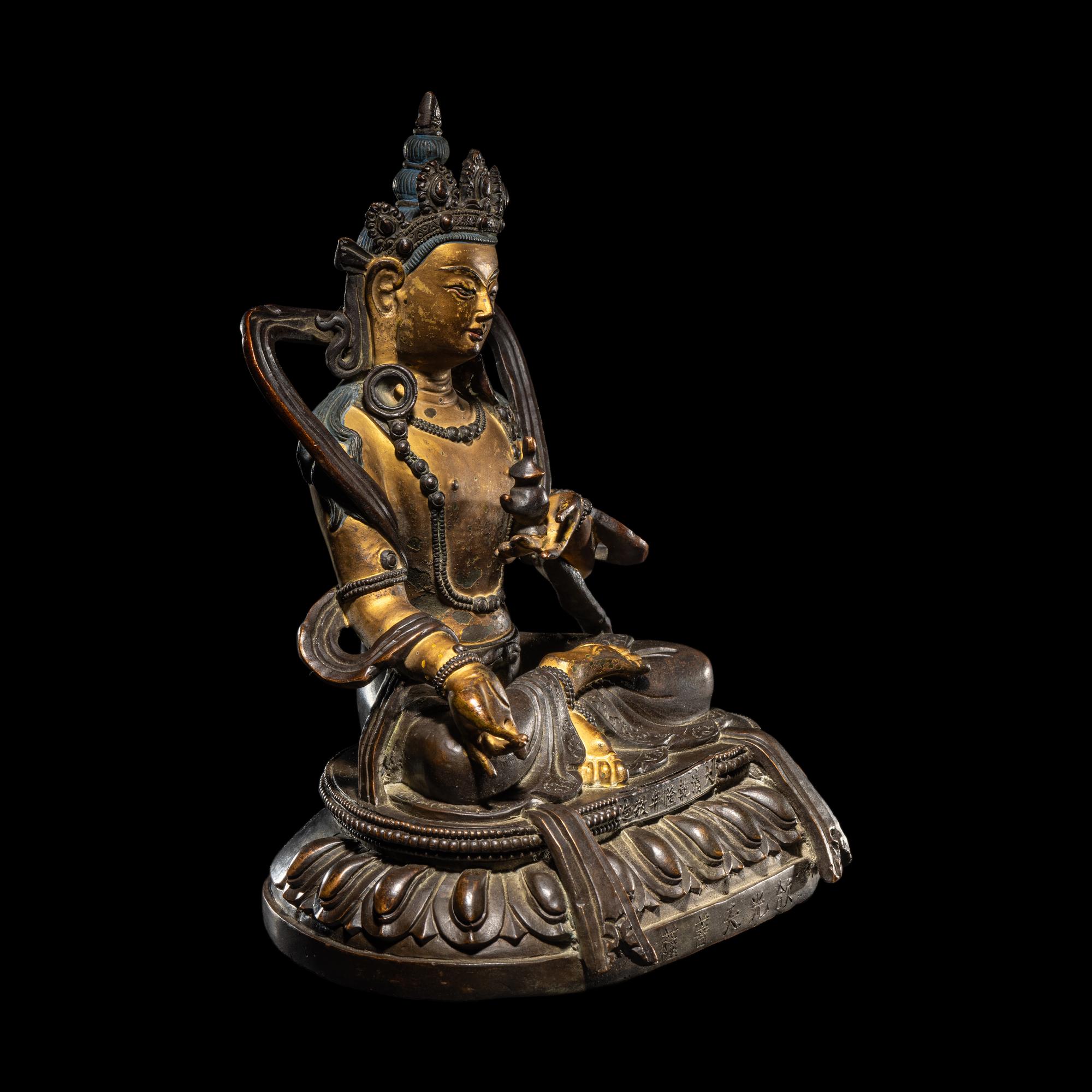 A Chinese Parcel Gilt Bronze Bodhisattva, Qianlong Period 清乾隆 銅鎏金欱光天菩薩