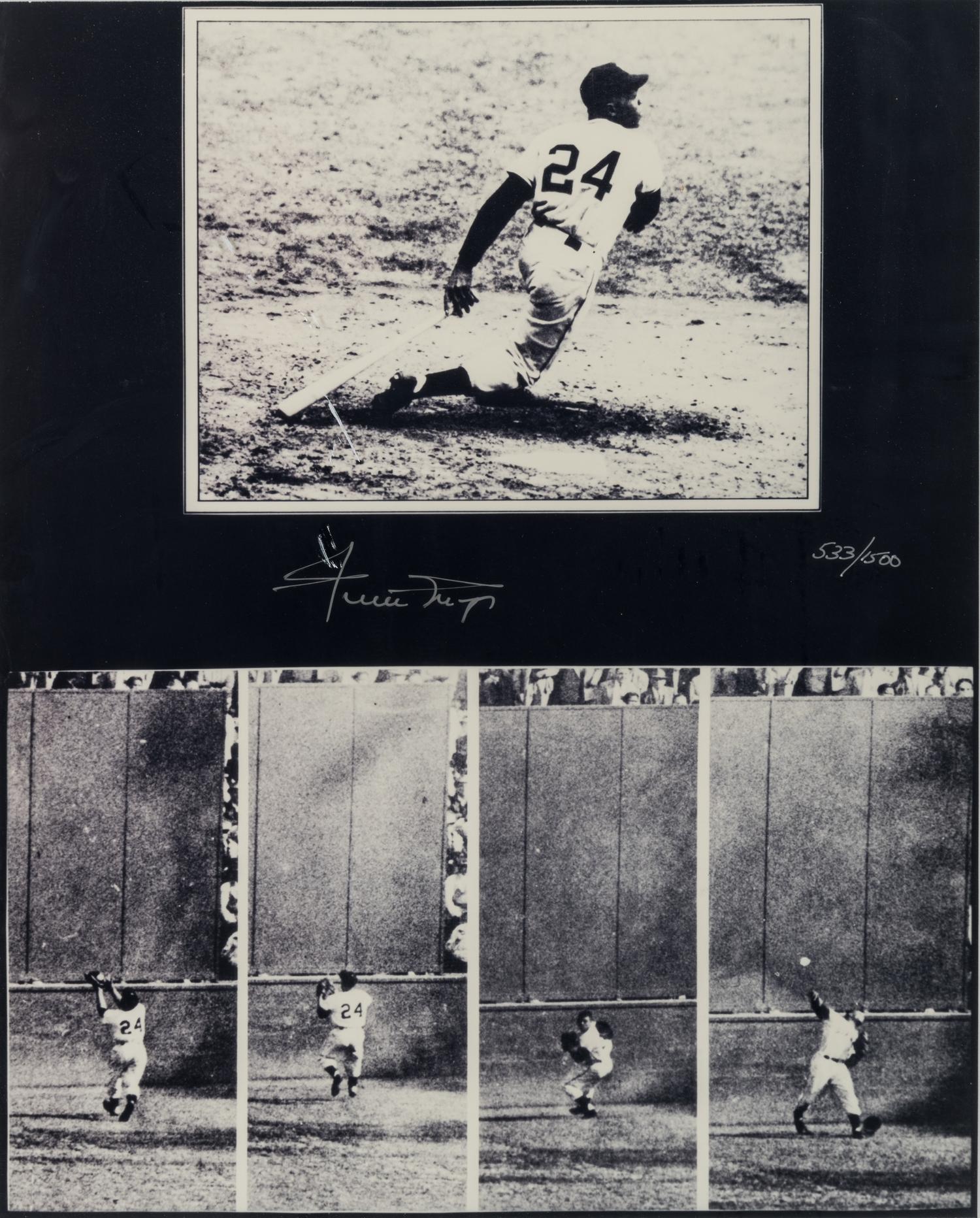 A Group of Willie Mays 1954 World Series "The Catch" Signed Autograph Displays (Beckett Authentication Services Letter),