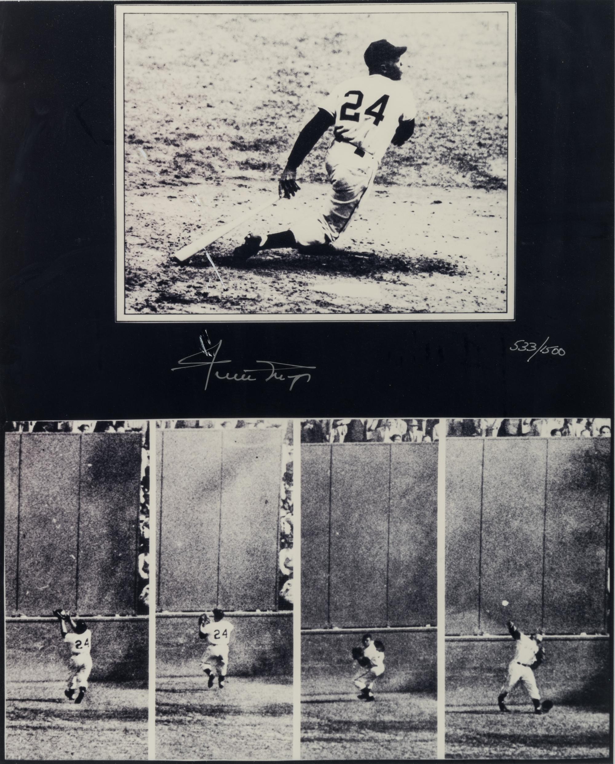 A Group of Willie Mays 1954 World Series "The Catch" Signed Autograph Displays (Beckett Authentication Services Letter),