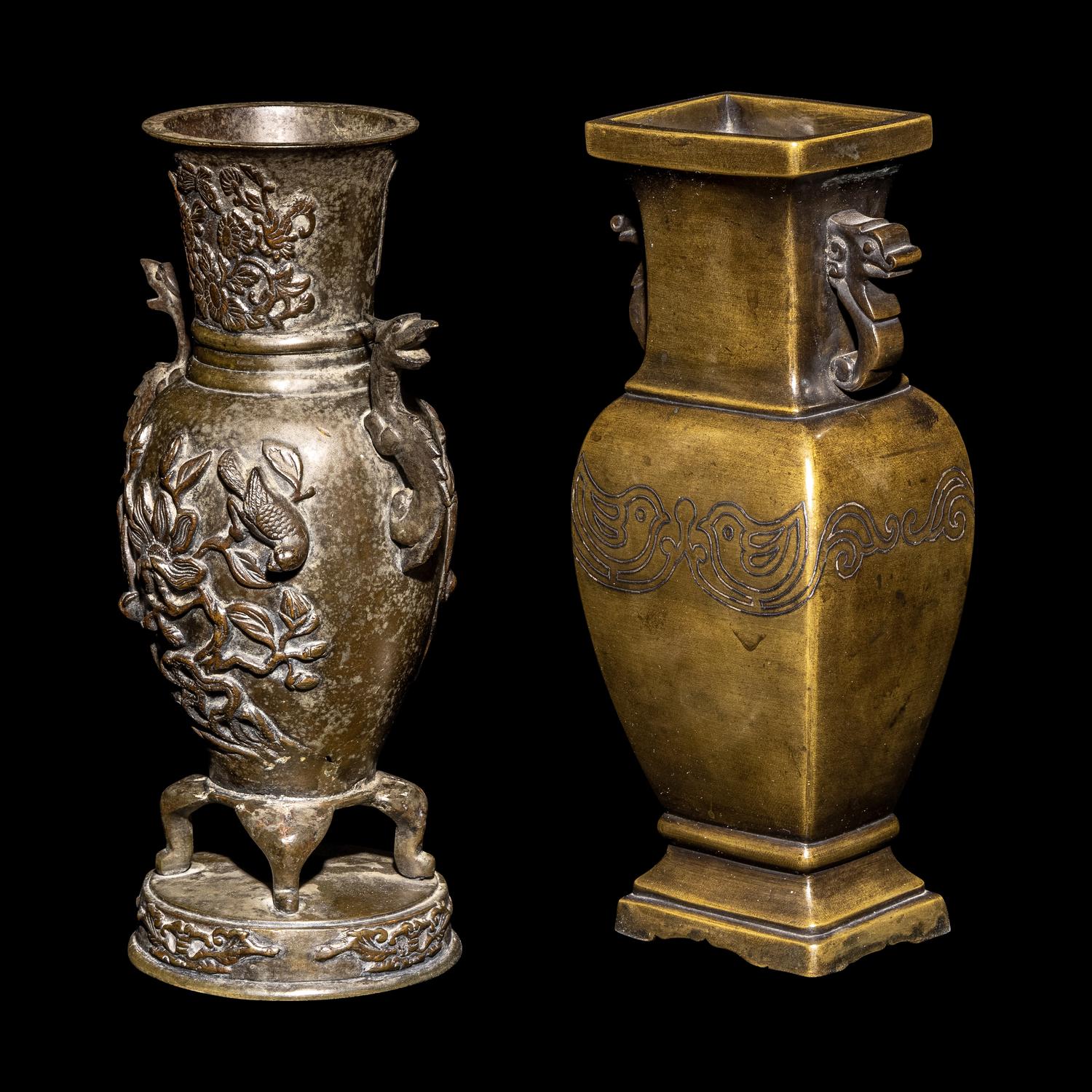 Two Japanese Bronze Vases