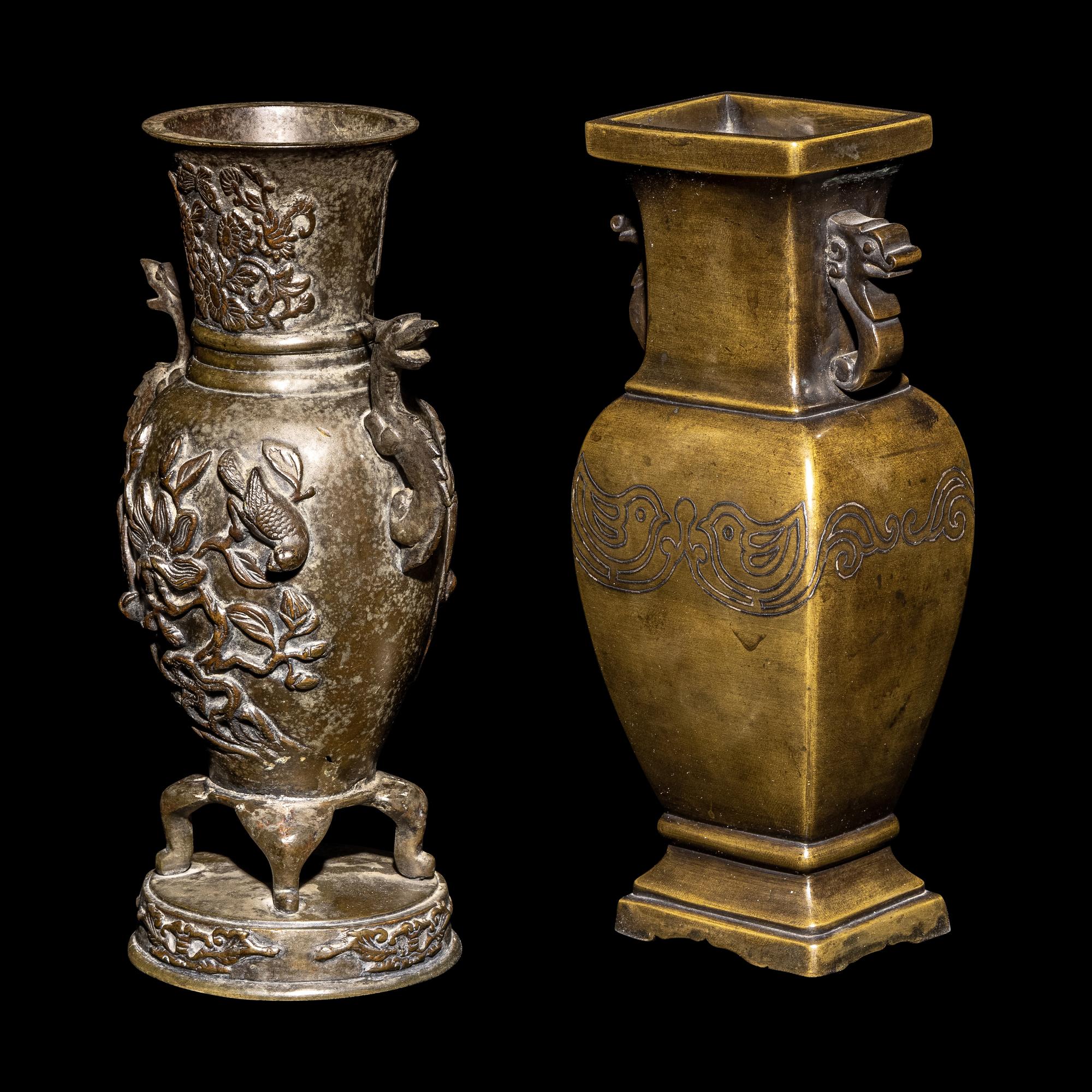 Two Japanese Bronze Vases