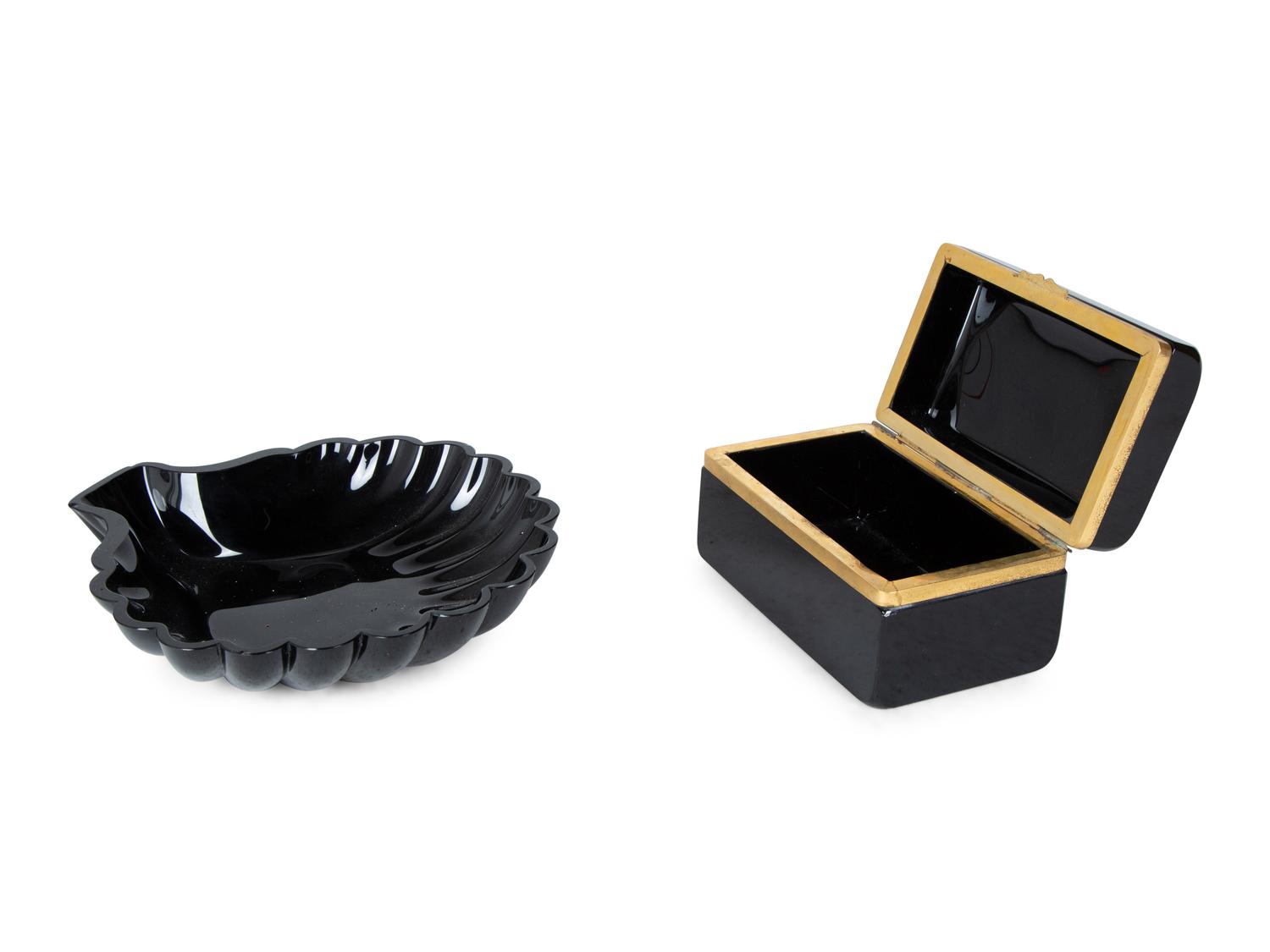 Two French Black Glass Articles — 20TH CENTURY