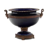 A French Gilt Metal Mounted Cobalt Earthenware Centerpiece