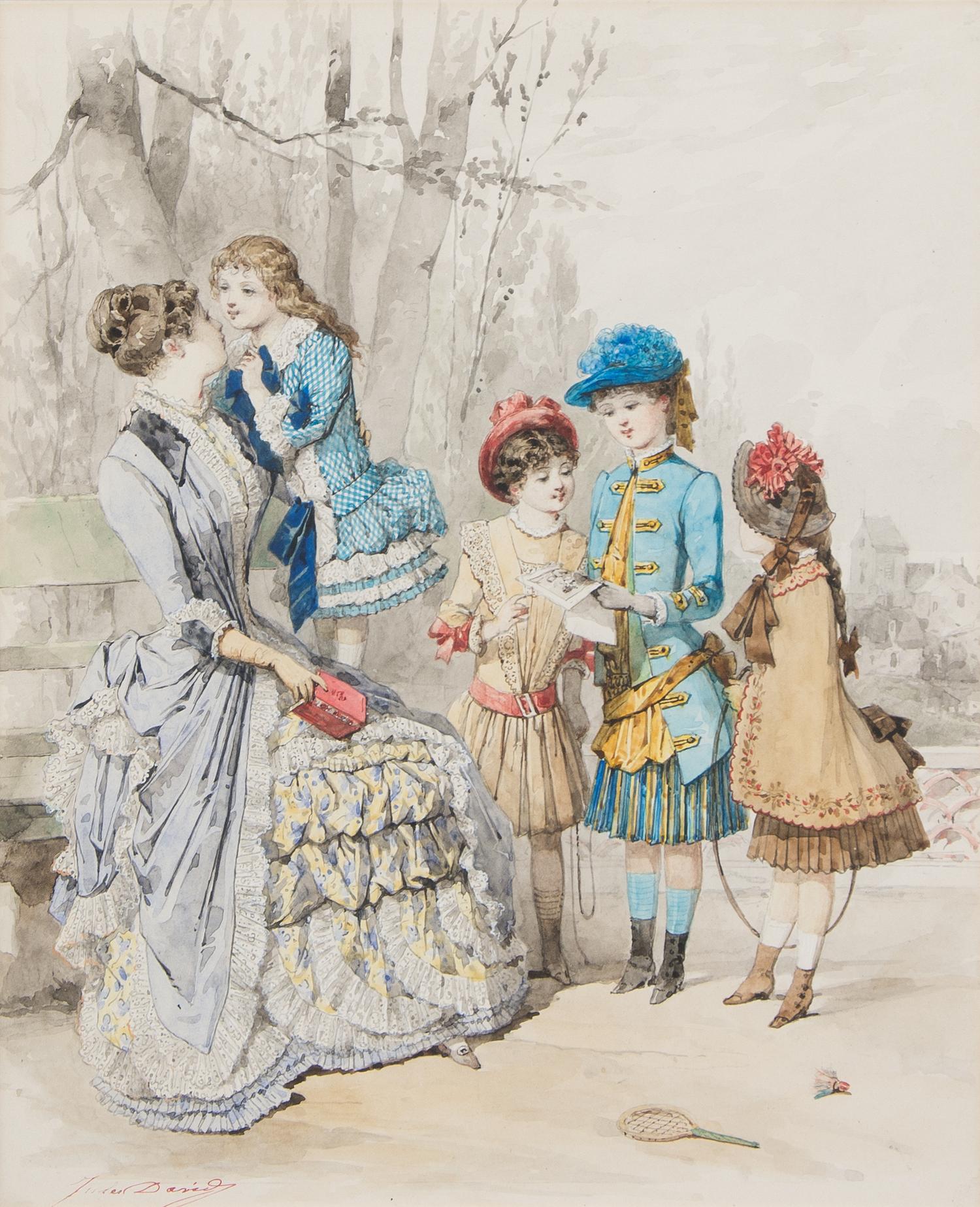 Jules David, (French, 1808-1892), Mother Promenading Her Children