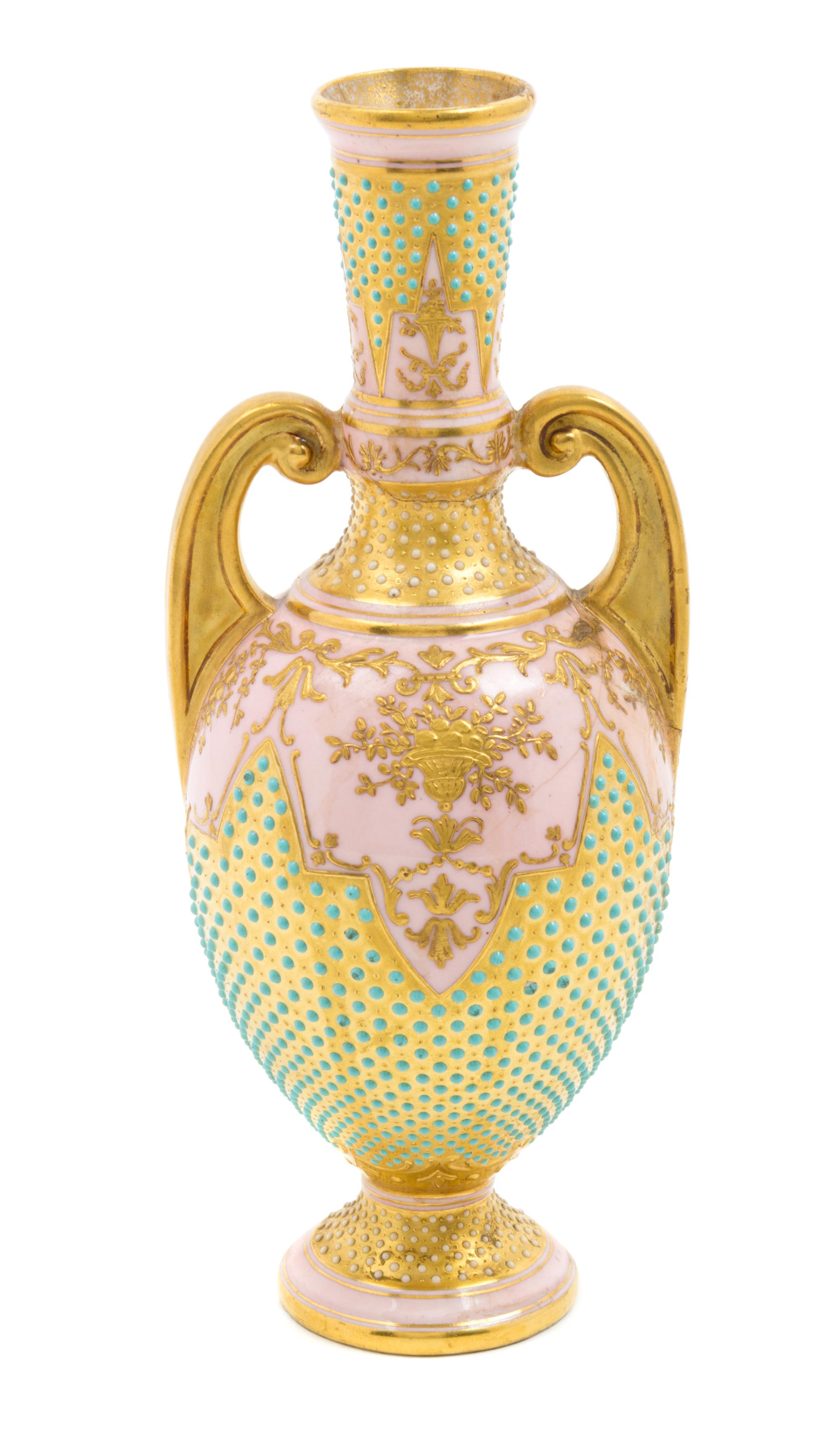 A Coalport Porcelain Vase Height 7 3/4 inches.