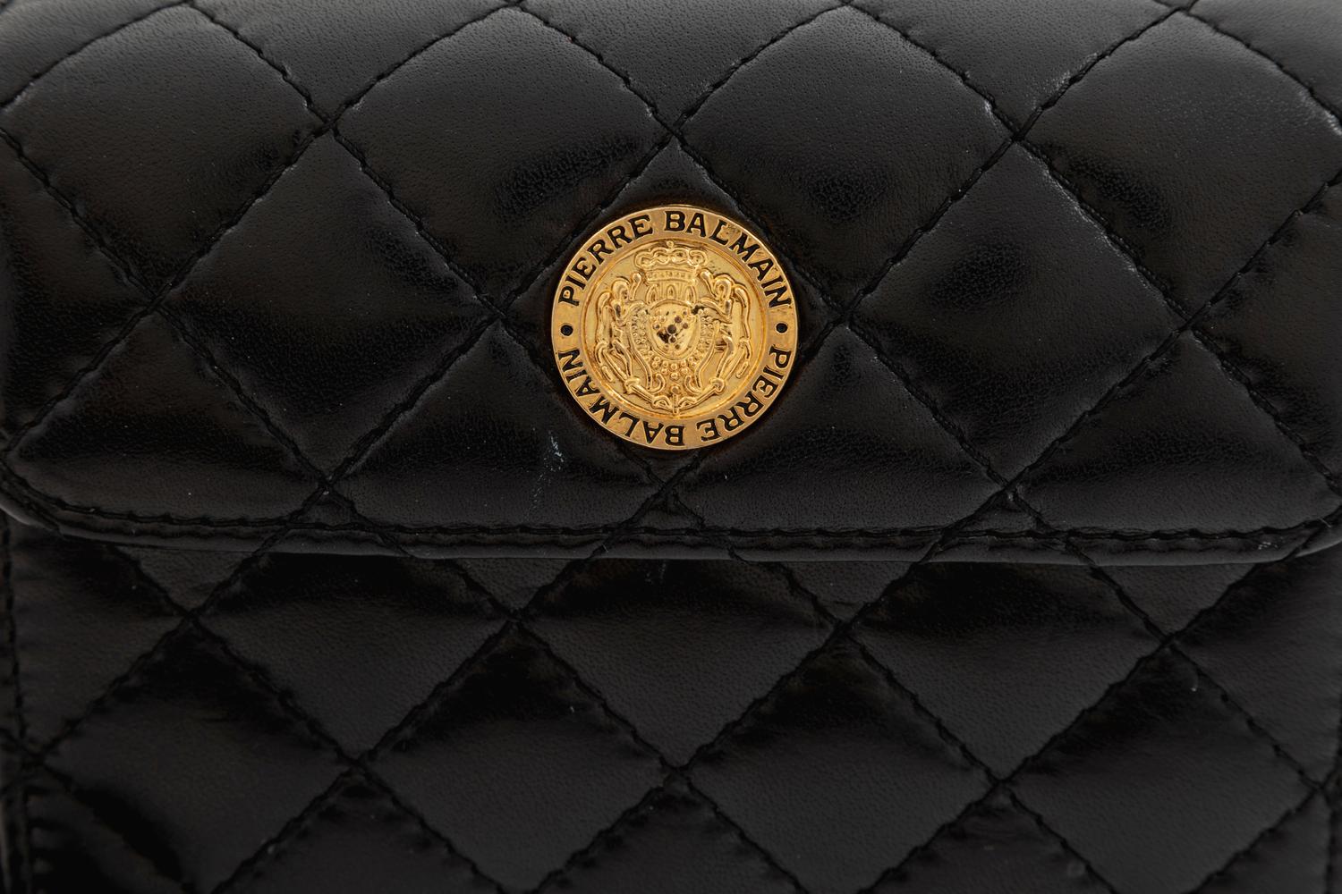 Balmain Black Leather Belt Bag, 1980-90s