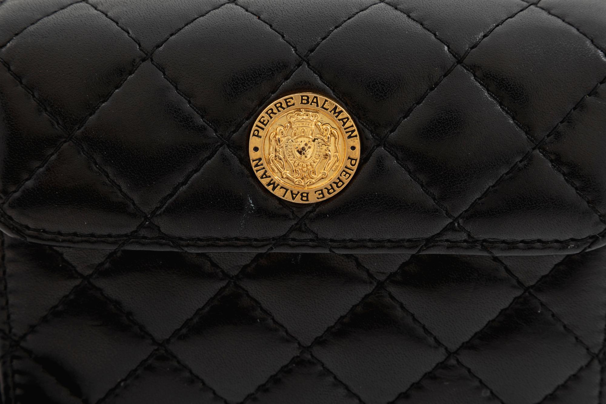 Balmain Black Leather Belt Bag, 1980-90s