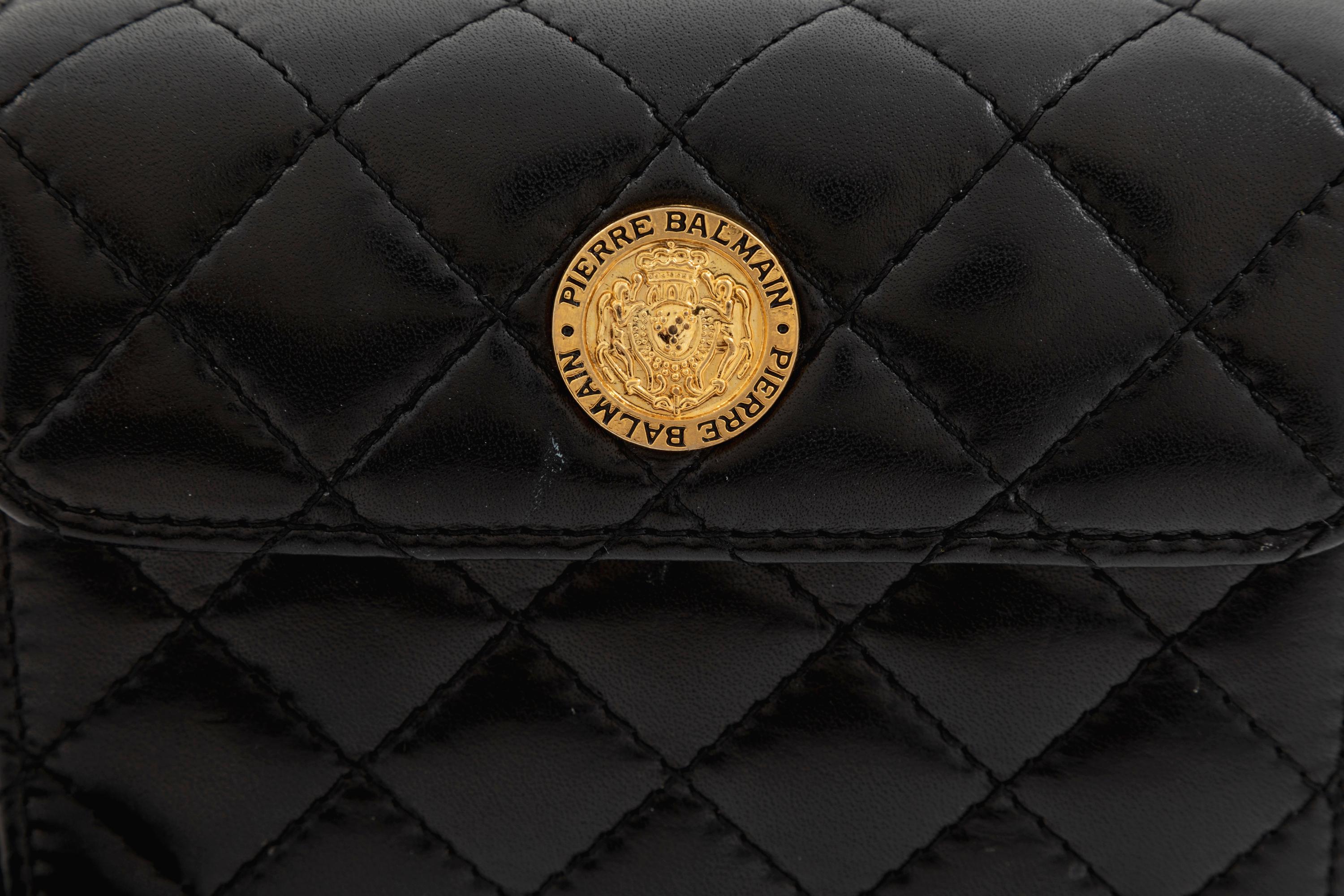 Balmain Black Leather Belt Bag, 1980-90s