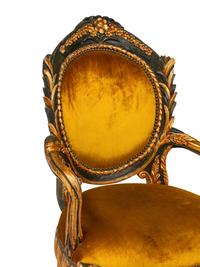 A Pair of Italian Grotto Style Painted and Parcel Gilt Armchairs