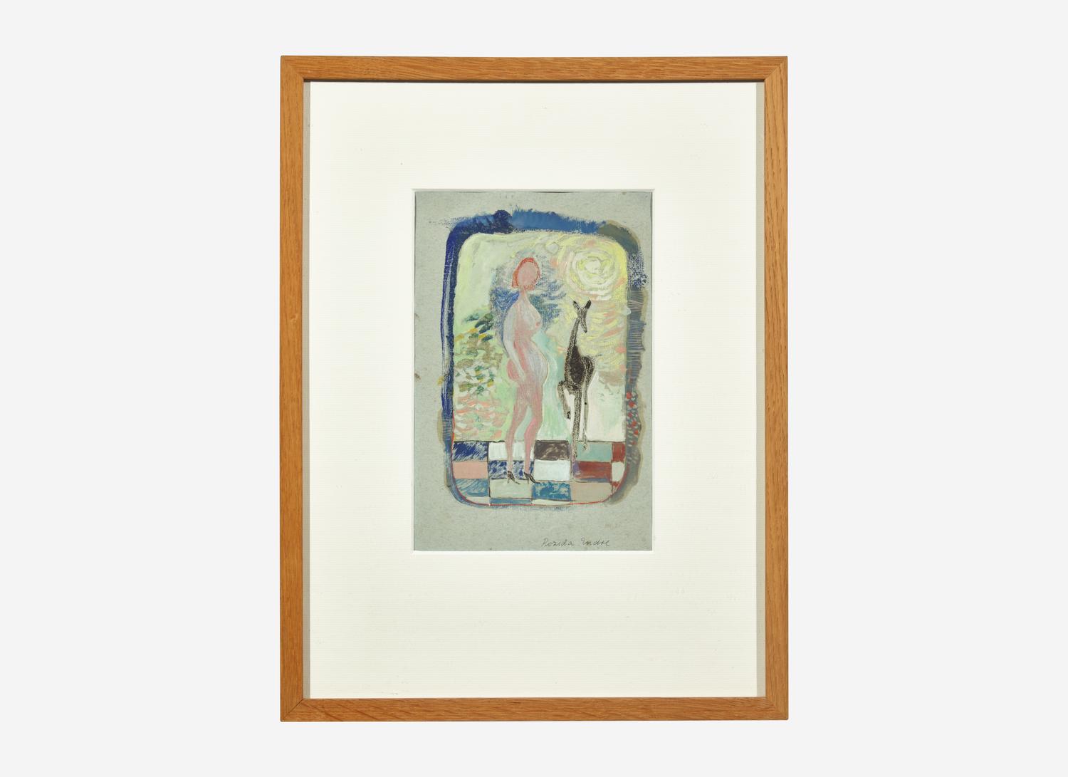 Standing Female Nude with Deer