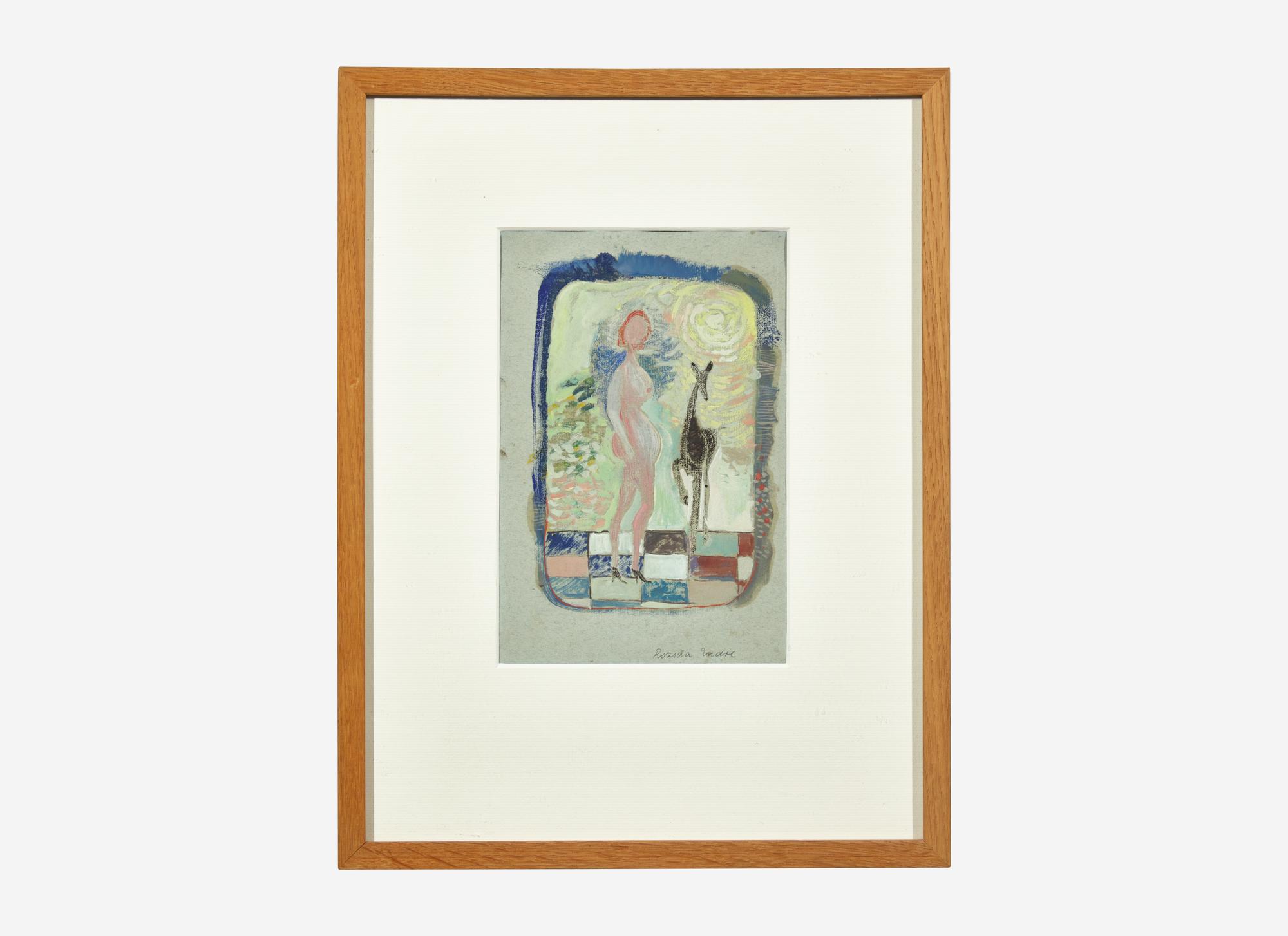 Standing Female Nude with Deer