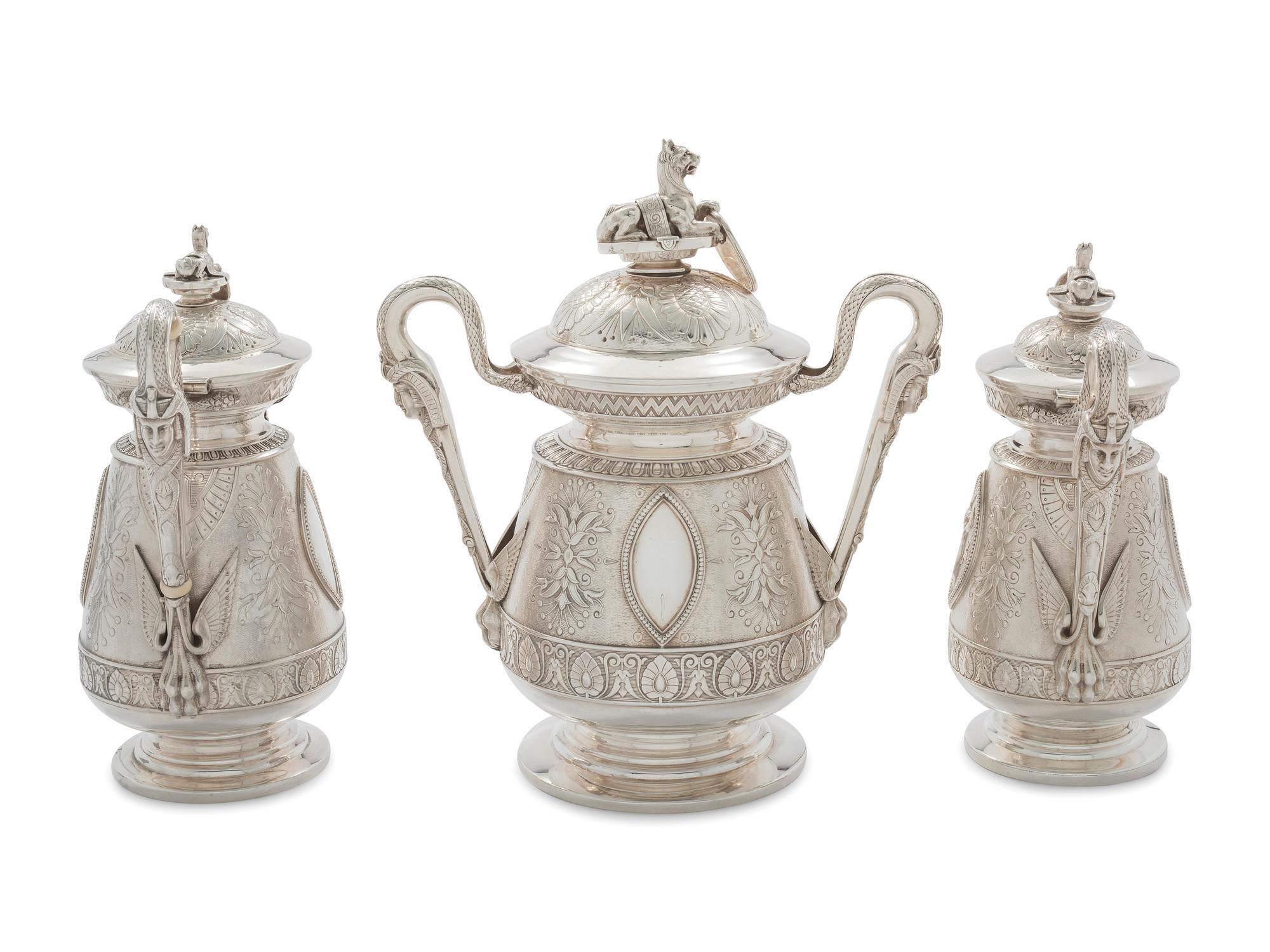 An American Aesthetic Movement Six-Piece Coin Silver Tea and Coffee Service