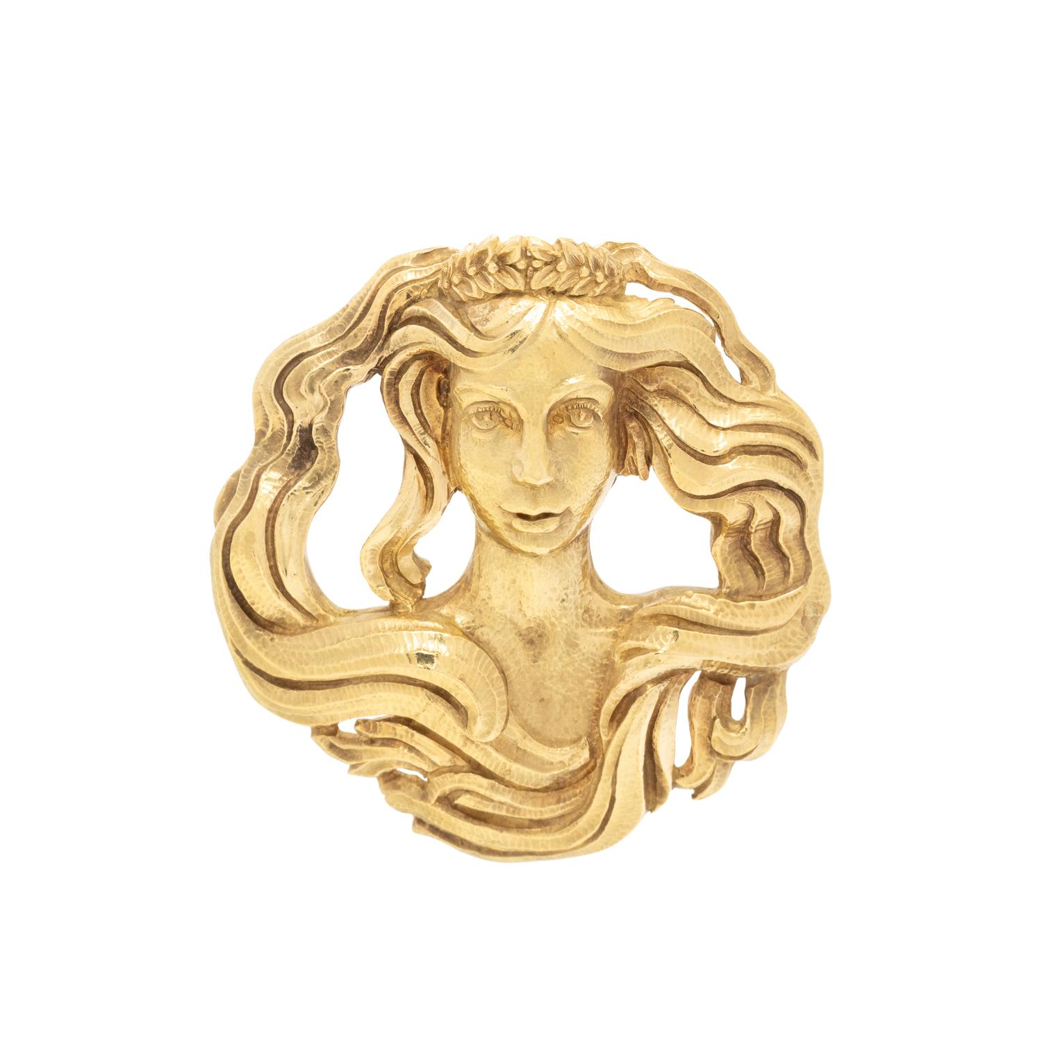 DAVID WEBB, YELLOW GOLD 'VIRGO' PENDANT/BROOCH