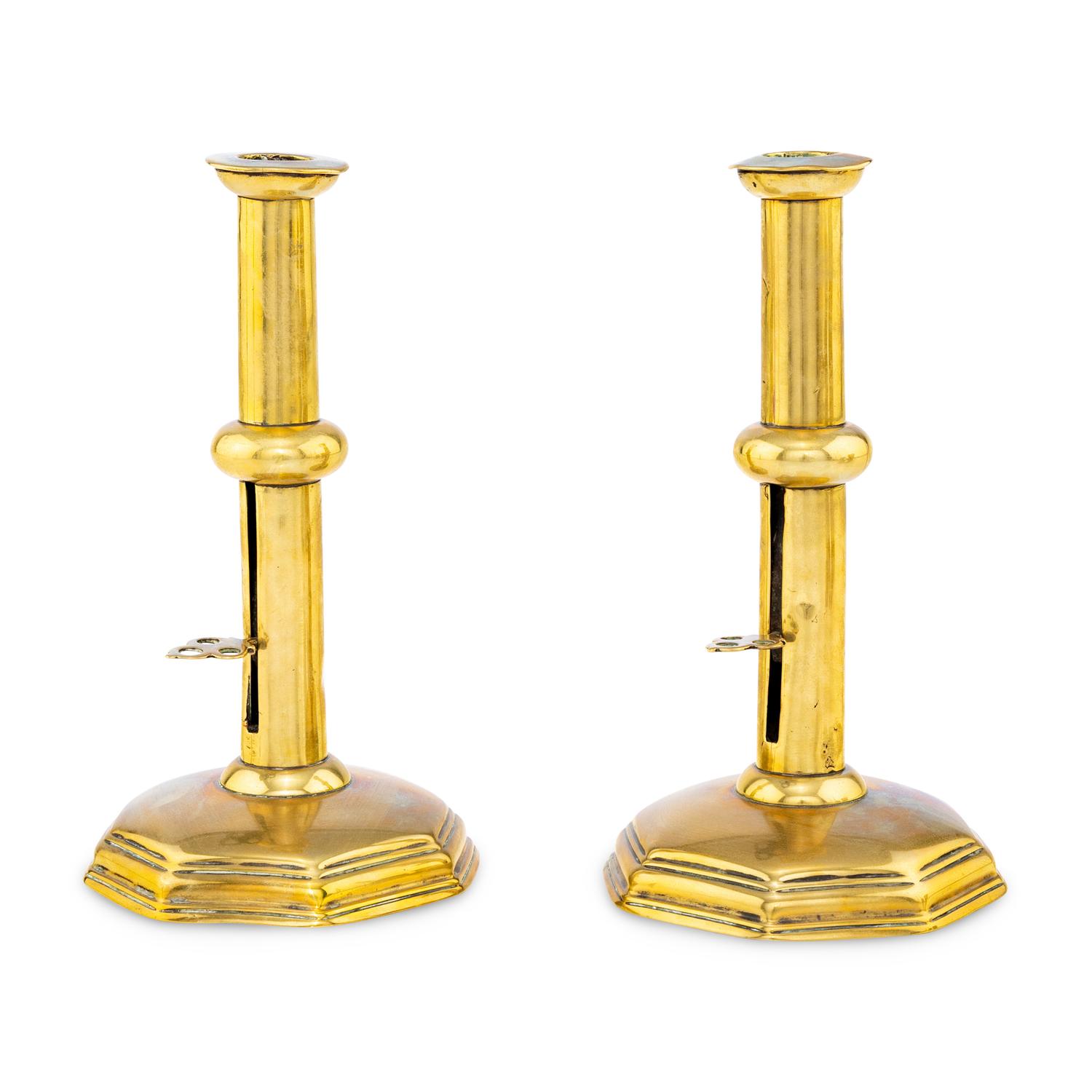 A Rare Pare of English Brass Candlesticks