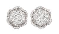 A Pair of 18 Karat White Gold and Diamond Earclips, 6.30 dwts.
